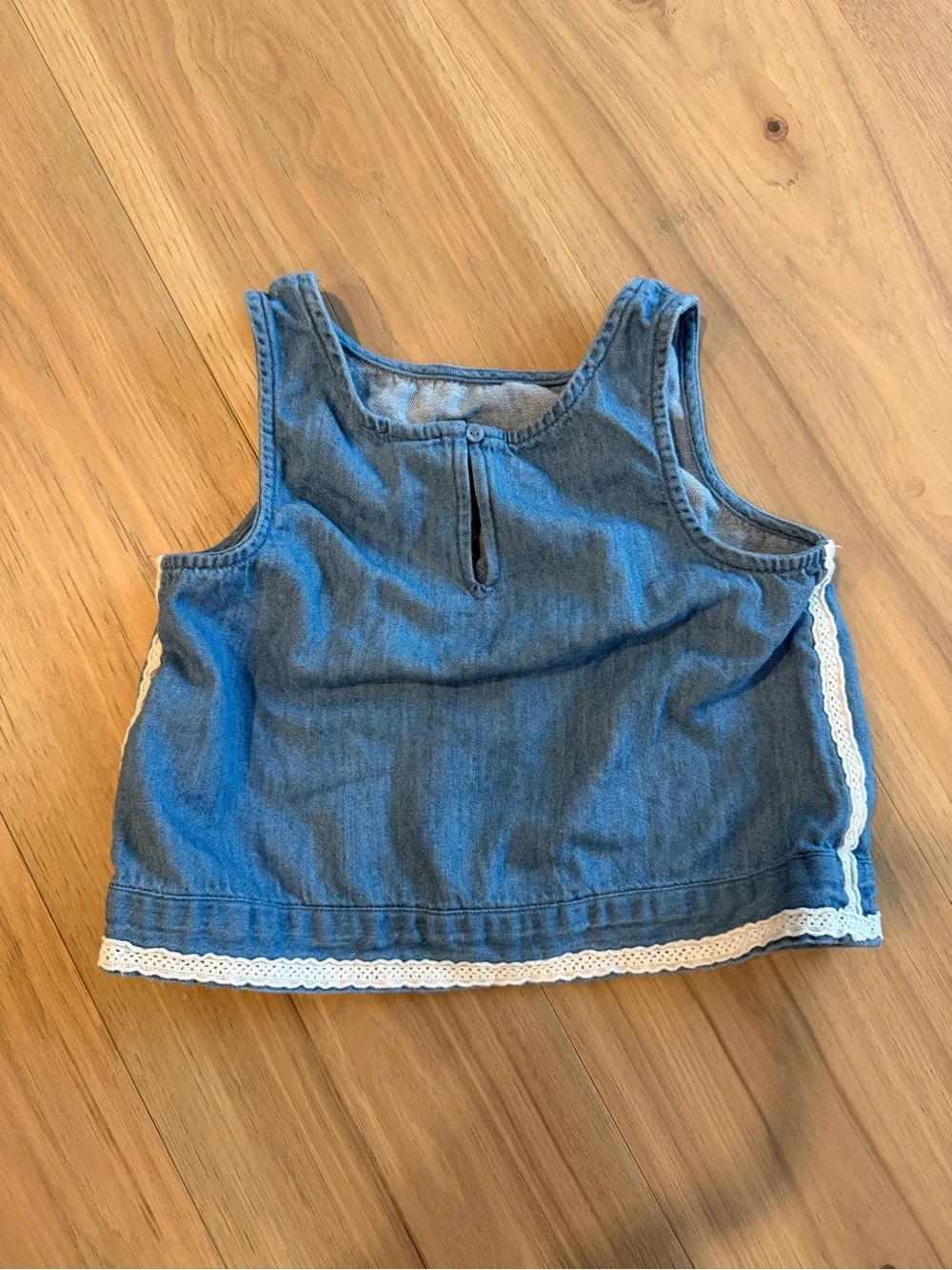 Old Navy Denim Tank Top with White Lace Trim - Blue